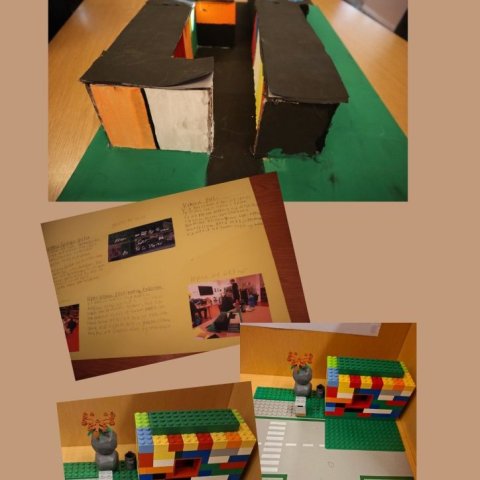 Göngugata og Lego-hús