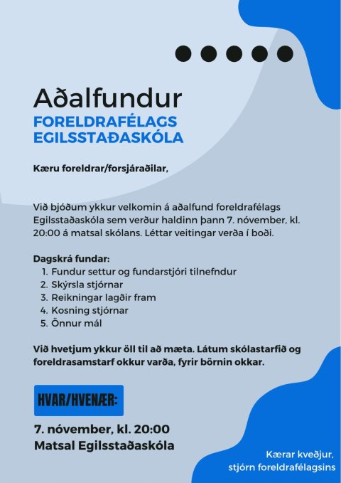 Aðalfundur foreldrafélags Egilsstaðaskóla